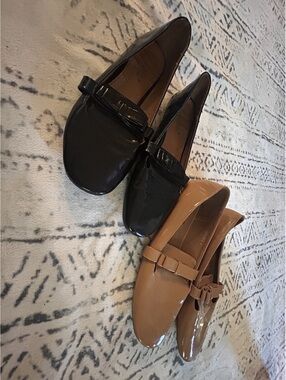 MAchi Patent Leather Loafers with Bow Detail, Size 9